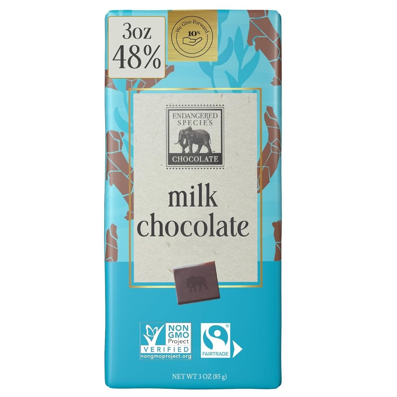 Endangered Species Milk Chocolate Bar 48% Cocoa 3oz